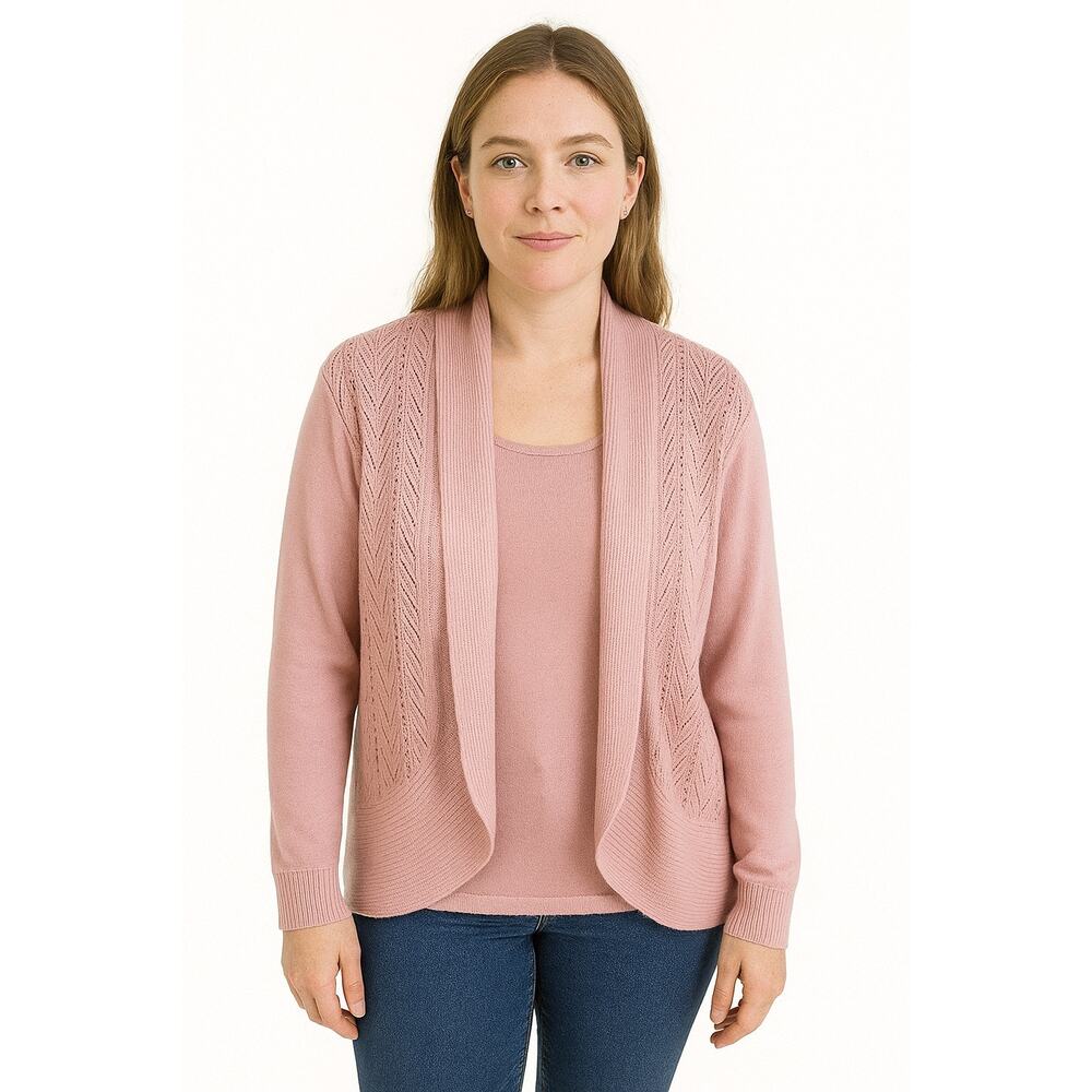 Napa Valley Pink Long Sleeve Cozy Stretchy Cardigan With Built In Tank Size L